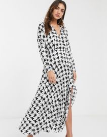 ASOS DESIGN wrap front midi dress in houndstooth   ASOS at Asos